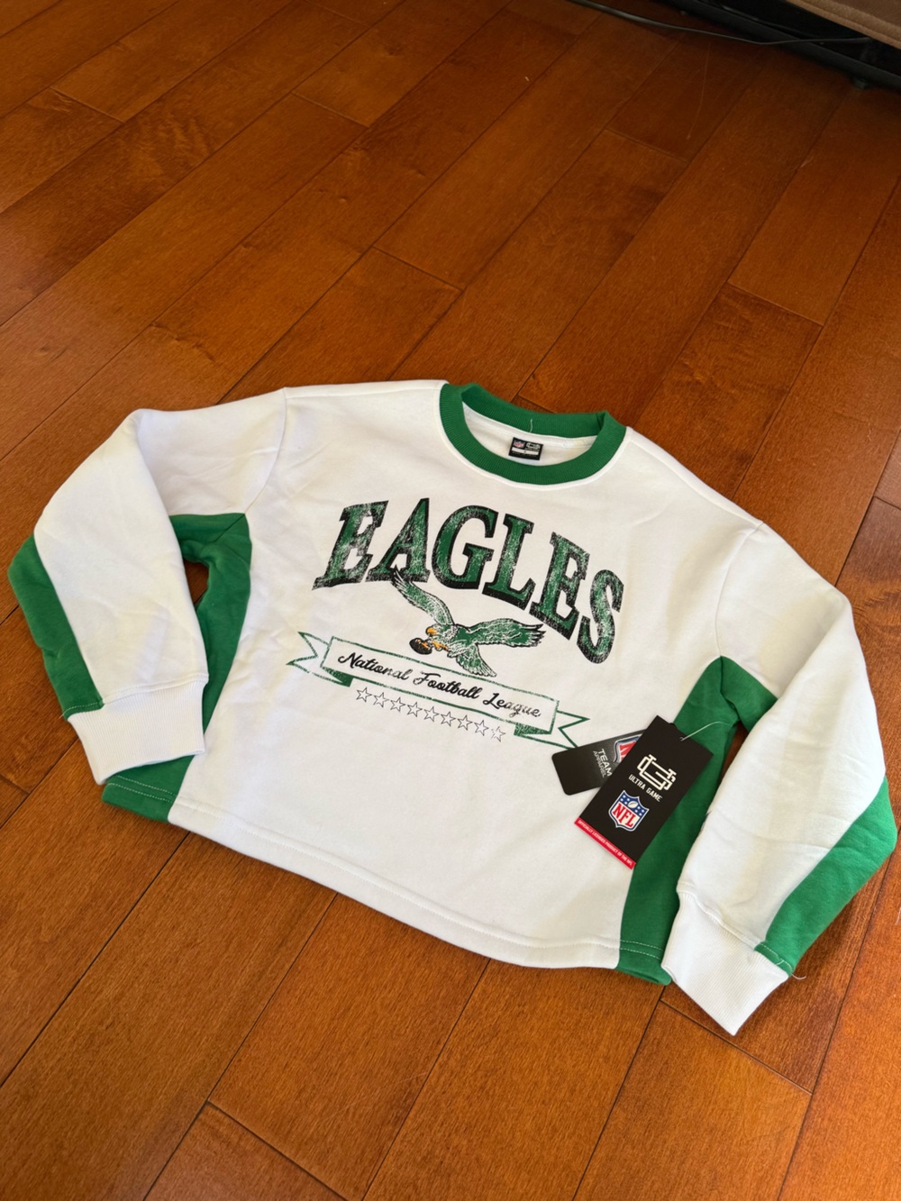 NWT NFL Philadelphia Eagles Eagles cropped Crewneck fleece Sweatshirt sz S